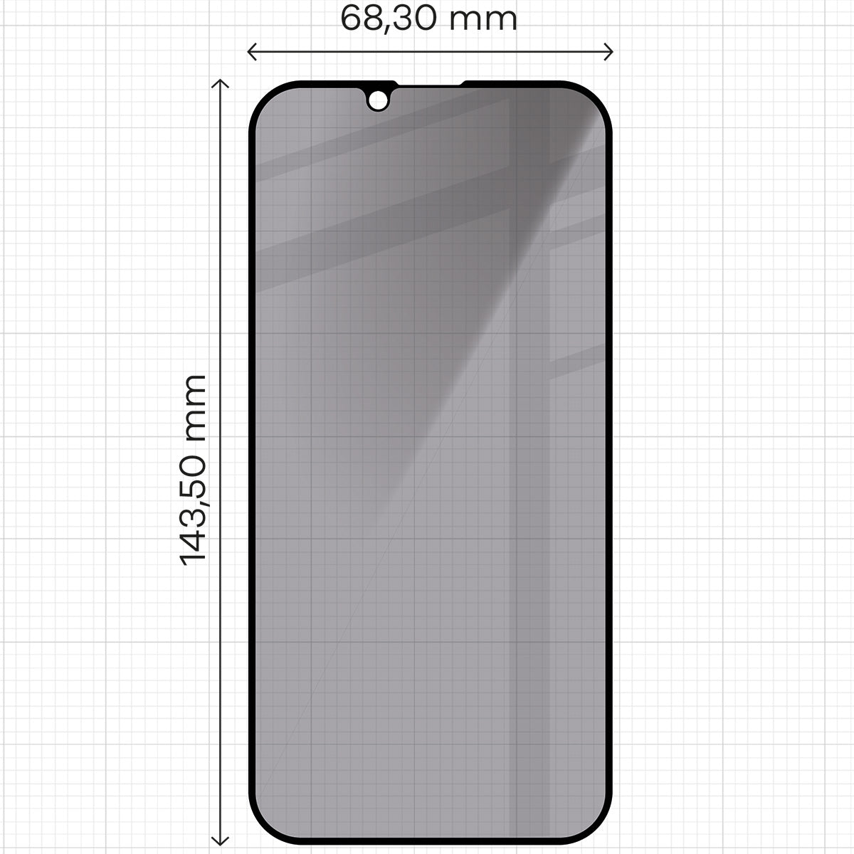 Gehärtetes Glas mit Privatschutzfilter für iPhone 17e / 16e / 14 / 13 Pro / 13, Bizon Glass Edge Shadow, getönt mit schwarzer Rahmen