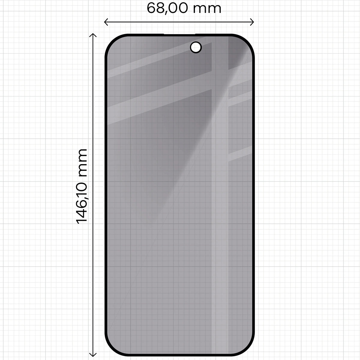 Gehärtetes Glas mit Privatschutzfilter für iPhone 16 Pro / 17 / 17 Pro, Bizon Glass Edge Shadow, getönt mit schwarzer Rahmen