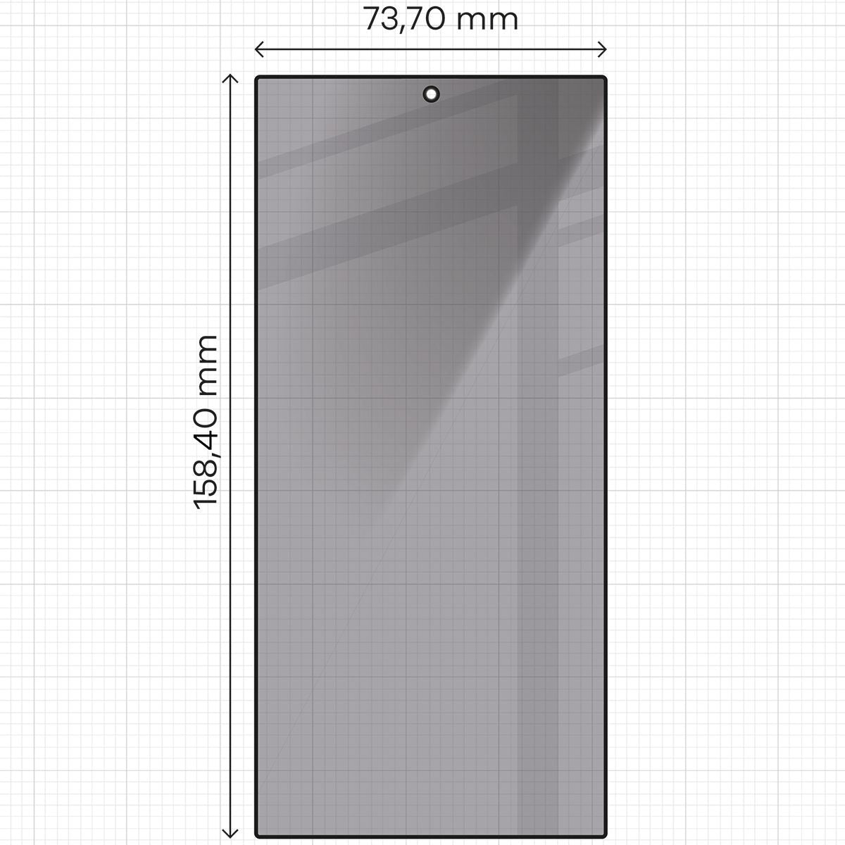 Gehärtetes Glas mit Privatschutzfilter für Galaxy S24 Ultra, Bizon Glass Edge Shadow, getönt mit schwarzer Rahmen