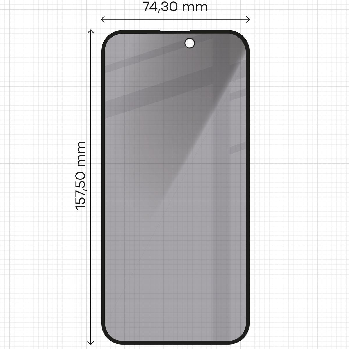 Gehärtetes Glas mit Privatschutzfilter für iPhone 15 Plus, Bizon Glass Edge Shadow, getönt mit schwarzer Rahmen