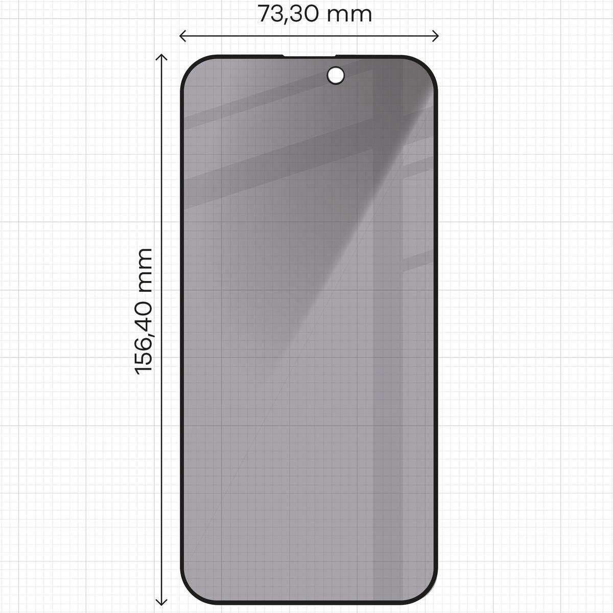 Gehärtetes Glas mit Privatschutzfilter für iPhone 15 Pro Max, Bizon Glass Edge Shadow, getönt mit schwarzer Rahmen