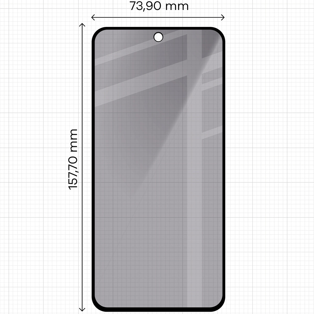 Gehärtetes Glas mit Privatschutzfilter für Galaxy M35 5G / A35 5G / A55 5G, Bizon Glass Edge Shadow, getönt mit schwarzer Rahmen