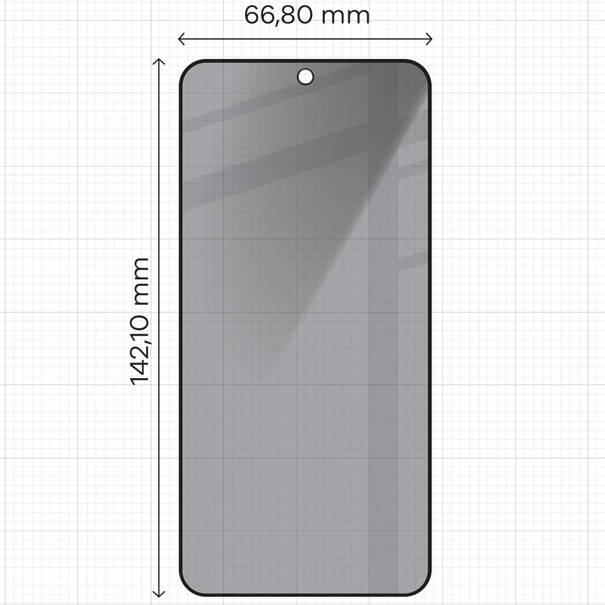 Gehärtetes Glas mit Privatschutzfilter für Galaxy S23, Bizon Glass Edge Shadow, getönt mit schwarzer Rahmen
