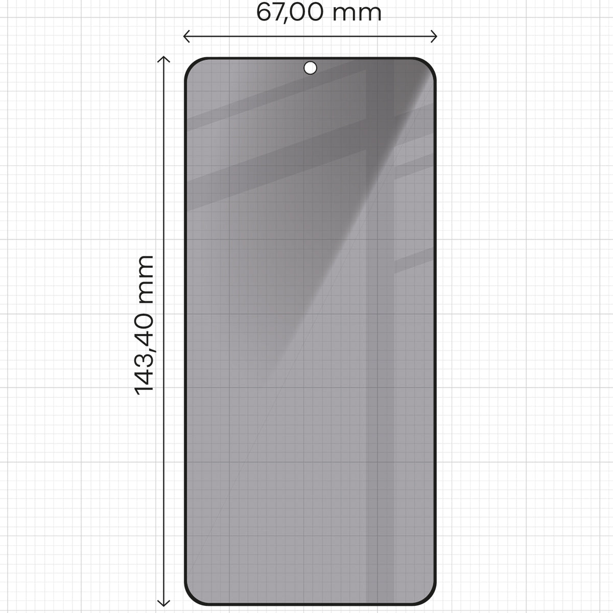 Gehärtetes Glas mit Privatschutzfilter für Galaxy S25 / S24, Bizon Glass Edge Shadow, getönt mit schwarzer Rahmen