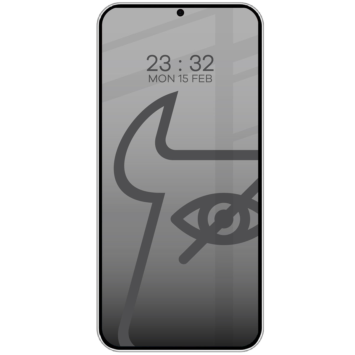 Gehärtetes Glas mit Privatschutzfilter für Galaxy S25 Plus / S24 Plus, Bizon Glass Edge Shadow, getönt mit schwarzer Rahmen