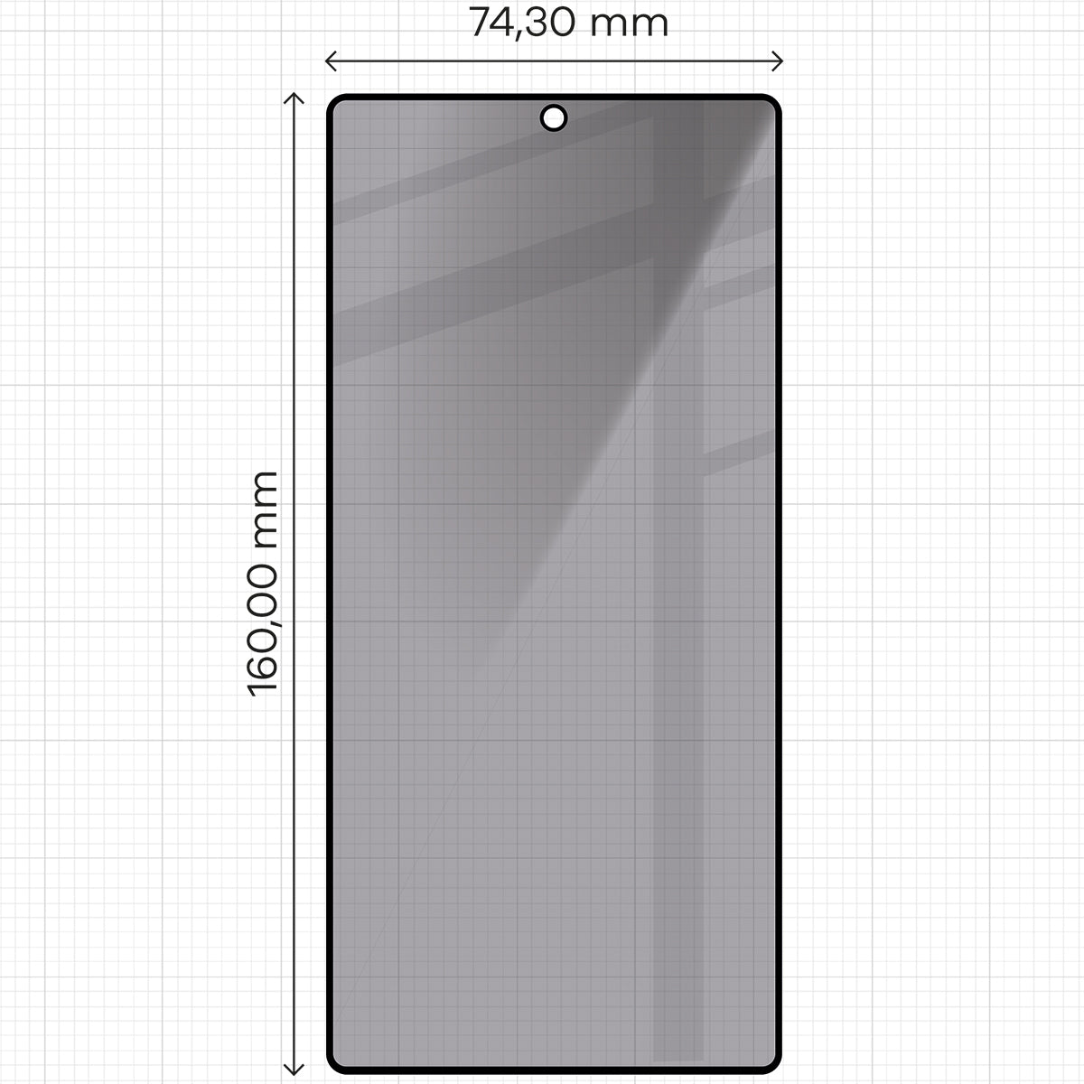 Gehärtetes Glas mit Privatschutzfilter für Galaxy S25 Ultra, Bizon Glass Edge Shadow, getönt mit schwarzer Rahmen