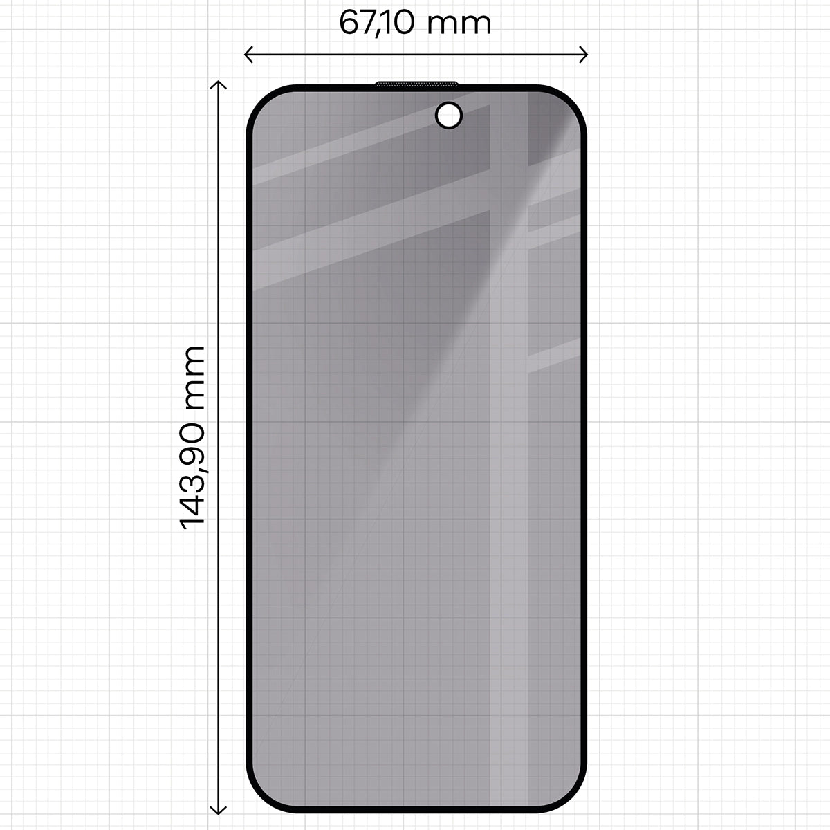 Gehärtetes Glas mit Privatschutzfilter für iPhone 15 Pro, Bizon Glass Edge Shadow Duo, getönt mit schwarzer Rahmen, 2 Stück