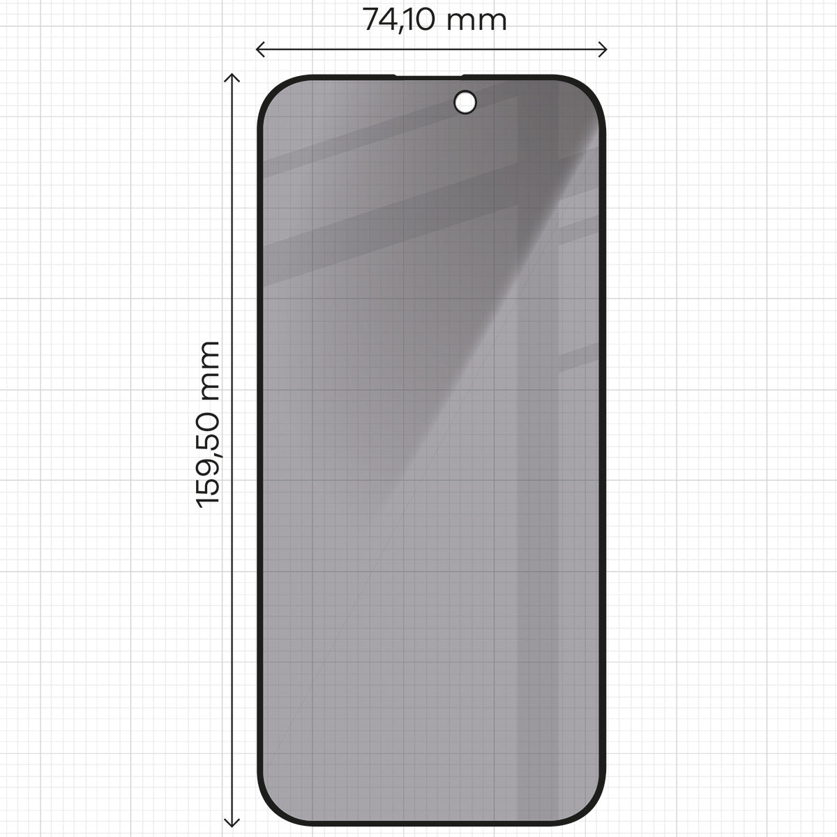 Gehärtetes Glas mit Privatschutzfilter für iPhone 16 Pro Max, Bizon Glass Edge Shadow, getönt mit schwarzer Rahmen