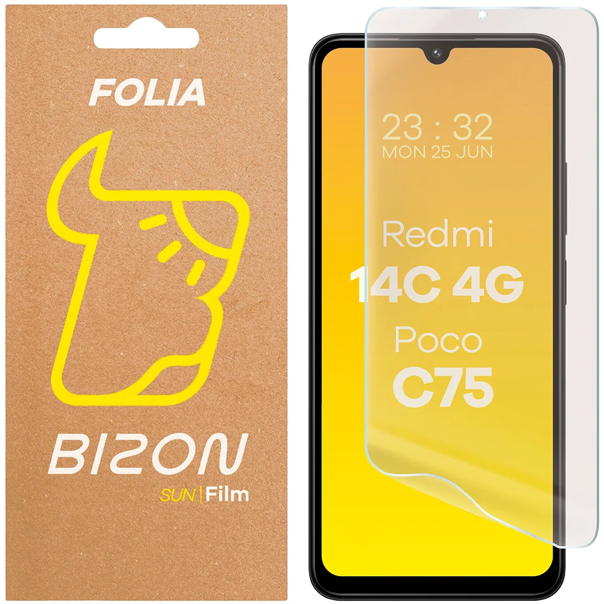 Matte Folie für Xiaomi Redmi 14C 4G / POCO C75, Bizon Film Sun, 1 Stück