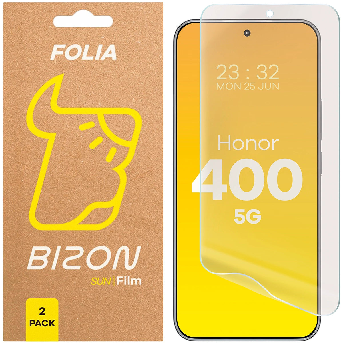 Matte Folie für Honor 400, Bizon Film Sun Duo, 2 Stück