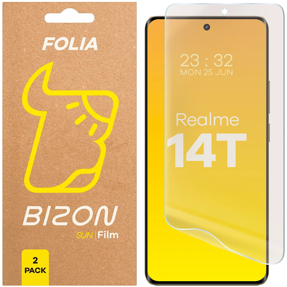 Matte Folie für Realme 14T 5G, Bizon Film Sun Duo, 2 Stück