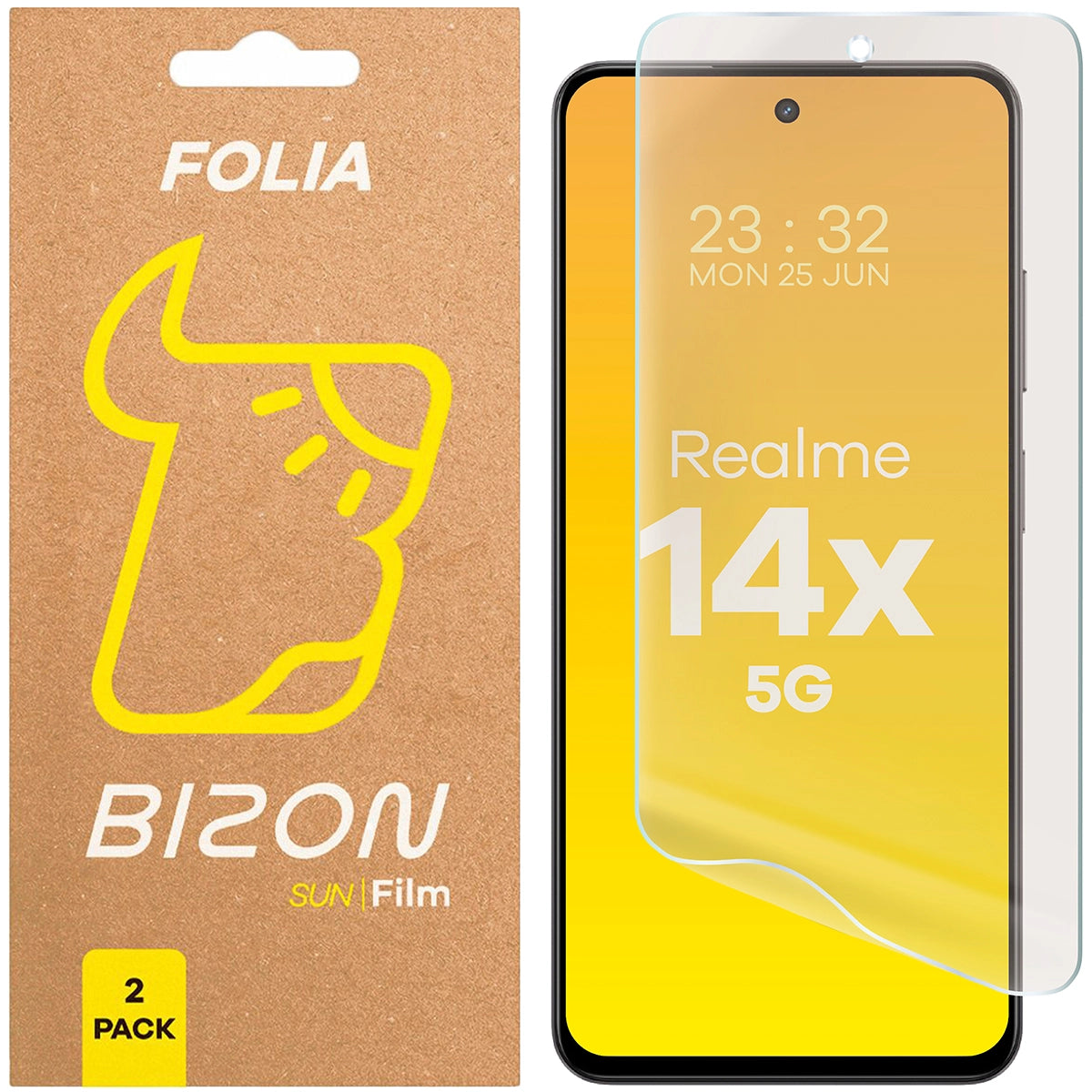 Matte Folie für Realme 14x 5G, Bizon Film Sun Duo, 2 Stück