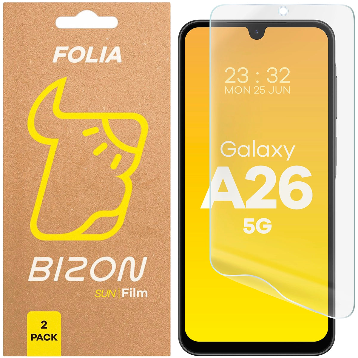 Matte Folie für Samsung Galaxy A26 5G, Bizon Film Sun Duo, 2 Stück