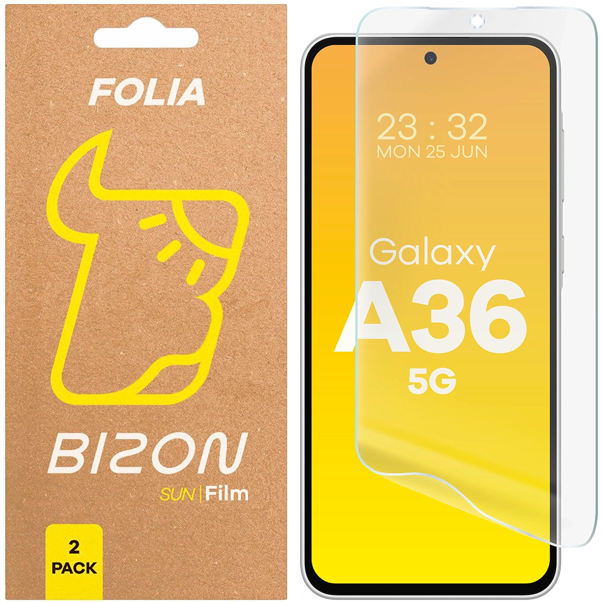 Matte Folie für Galaxy A36 5G, Bizon Film Sun Duo, 2 Stück