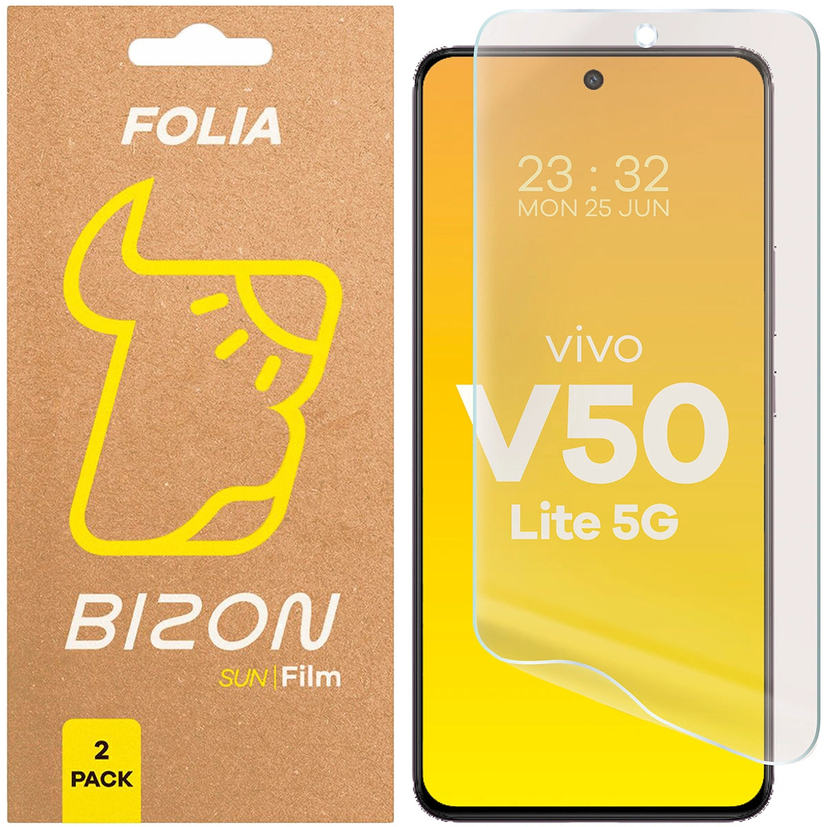 Matte Folie für Vivo V50 Lite 5G, Bizon Film Sun Duo, 2 Stück