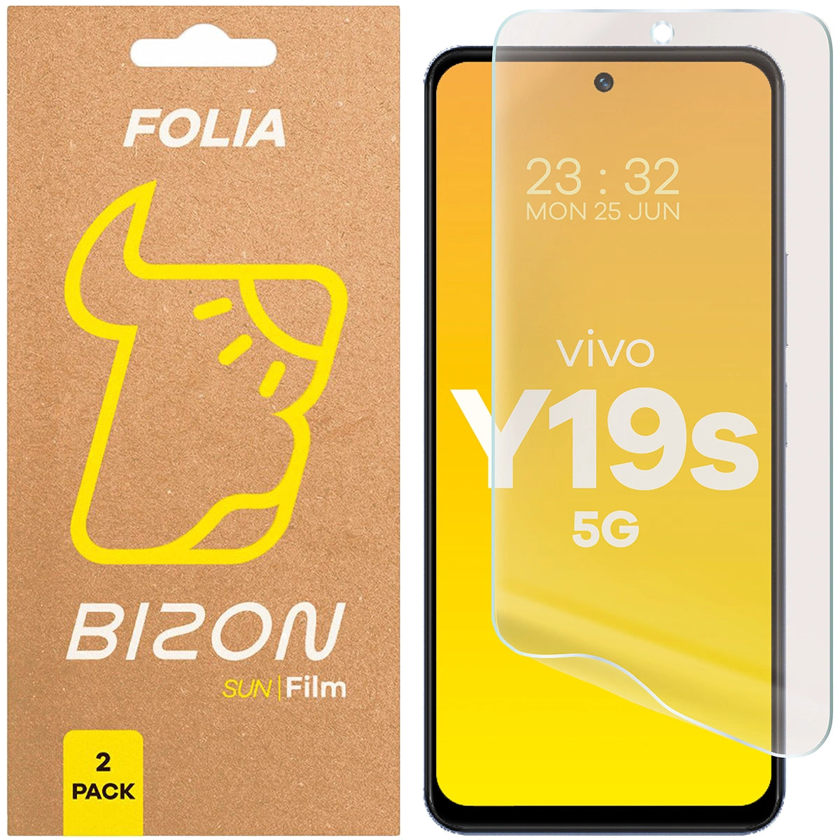 Matte Folie für Vivo Y19s, Bizon Film Sun Duo, 2 Stück