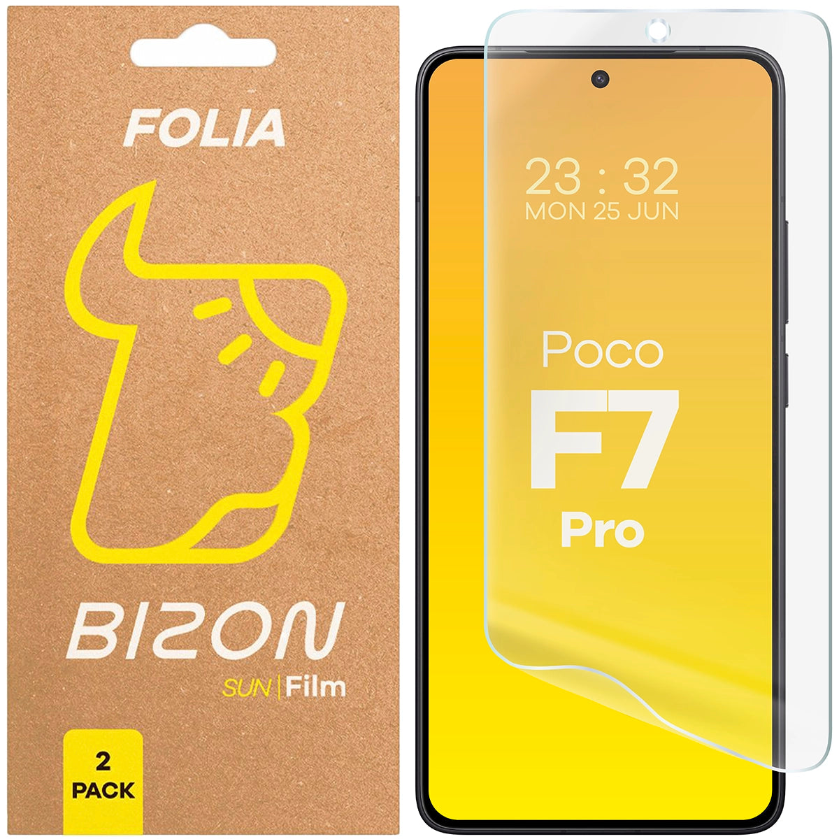Matte Folie für Xiaomi Poco F7 Pro, Bizon Film Sun Duo, 2 Stück