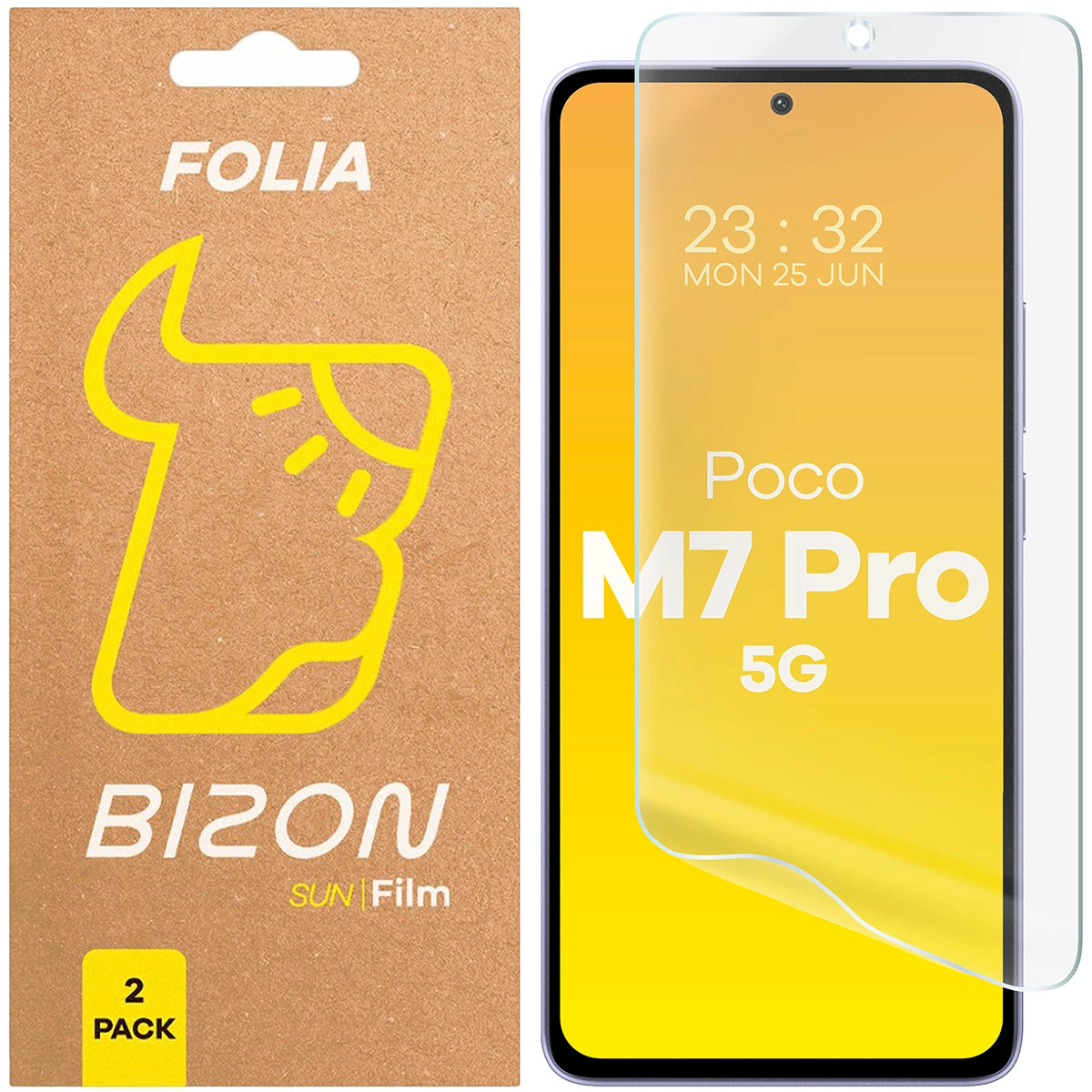 Matte Folie für Xiaomi Poco M7 Pro 5G, Bizon Film Sun Duo, 2 Stück