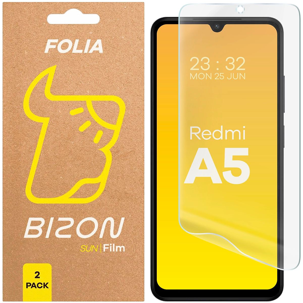 Matte Folie für Xiaomi Redmi A5 4G, Bizon Film Sun Duo, 2 Stück