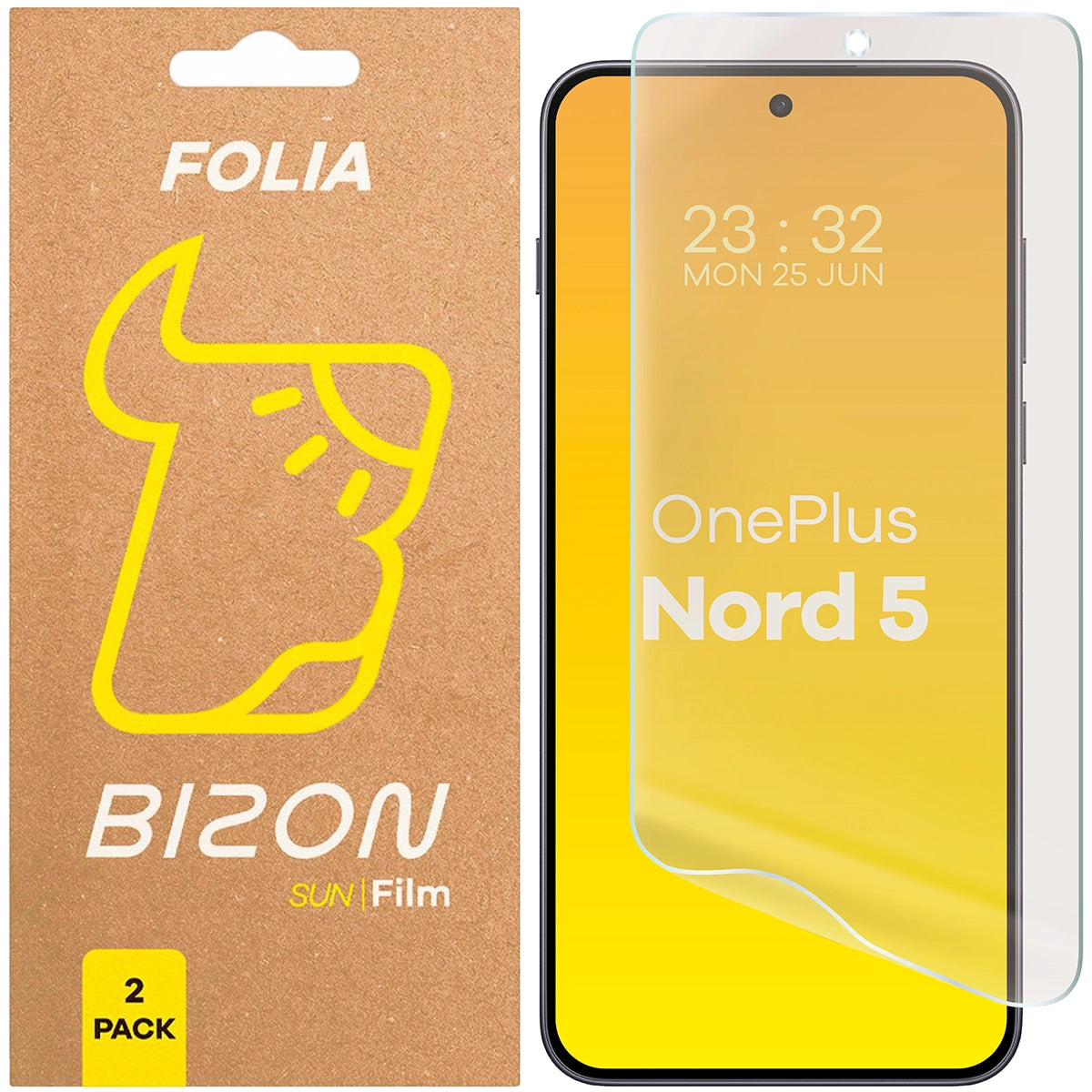 Matte Folie für OnePlus Nord 5, Bizon Film Sun Duo, 2 Stück