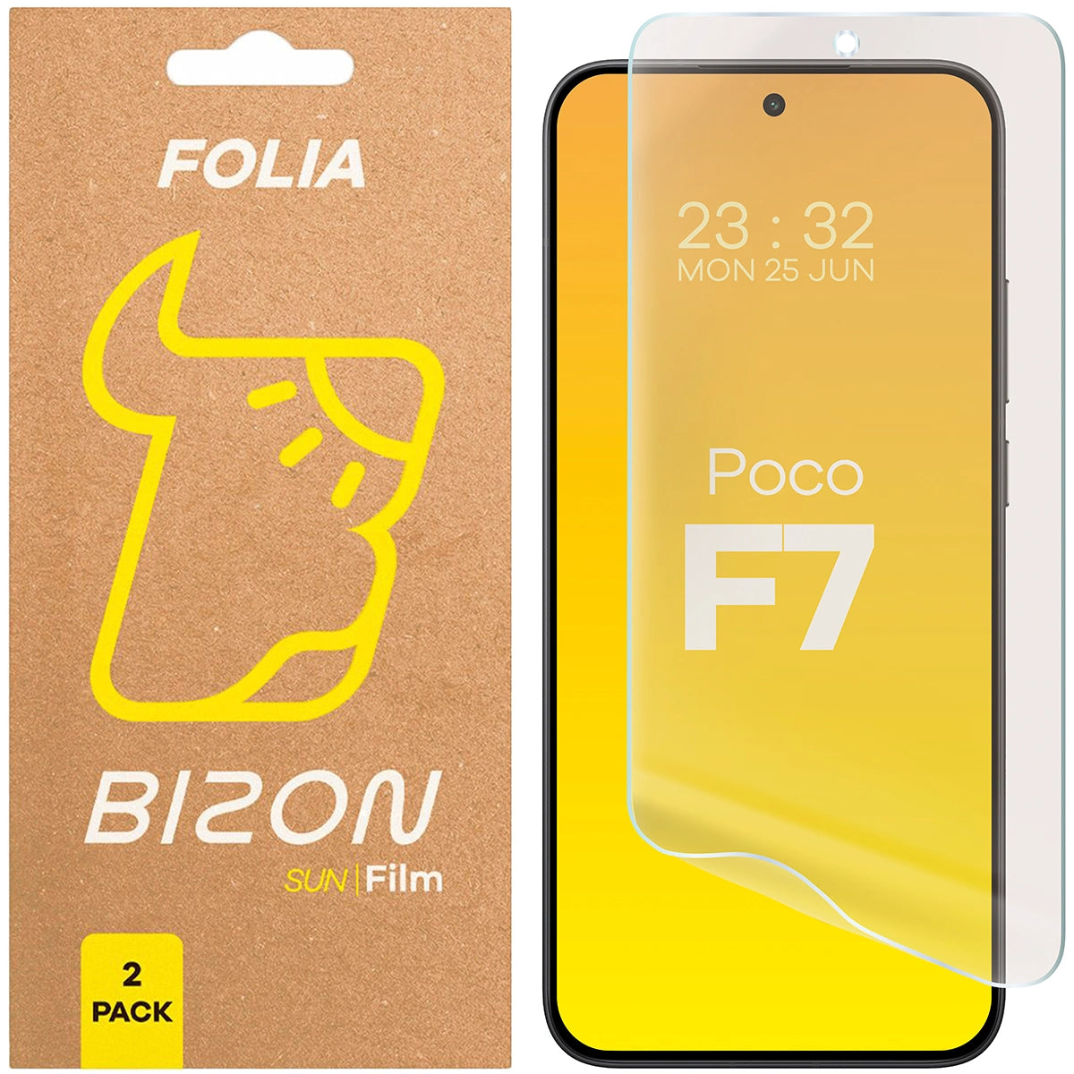 Matte Folie für Xiaomi POCO F7, Bizon Film Sun Duo, 2 Stück