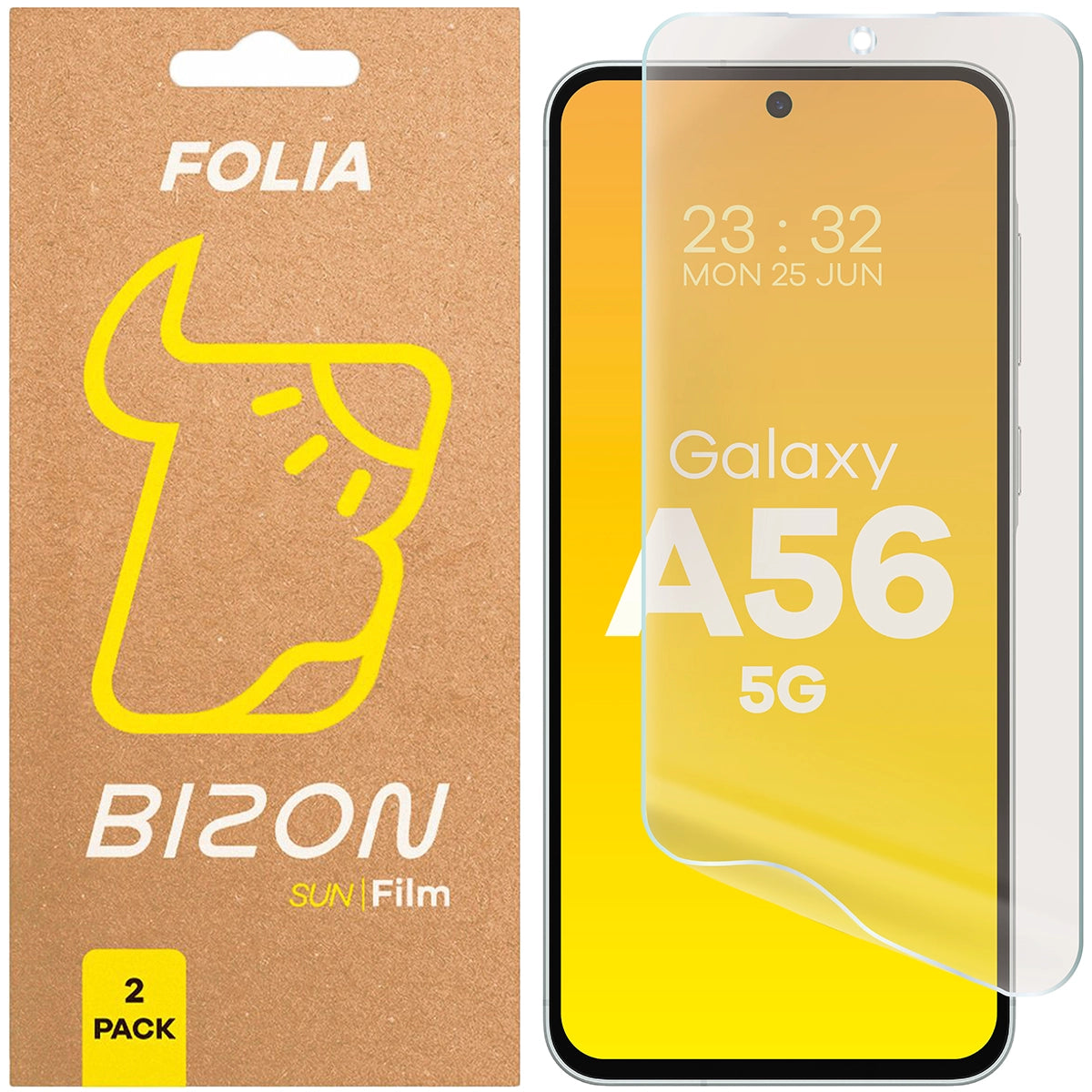 Matte Folie für Galaxy A56 5G, Bizon Film Sun Duo, 2 Stück