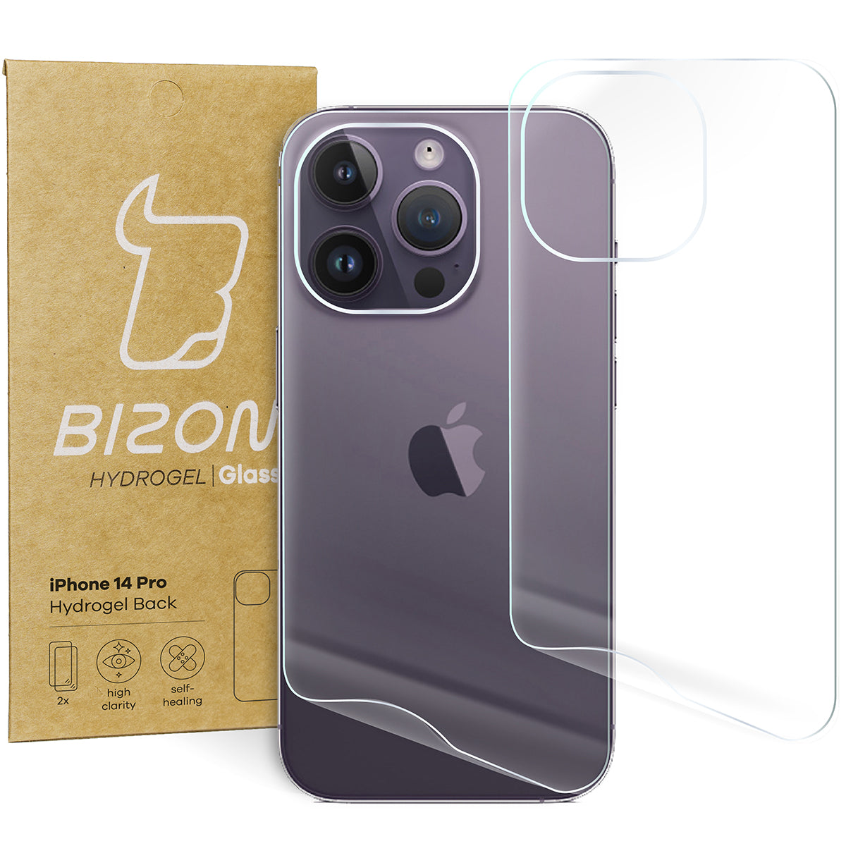 Hydrogel Folie für die Rückseite Bizon Film Hydrogel Back Duo für iPhone 14 Pro, 2 Stück