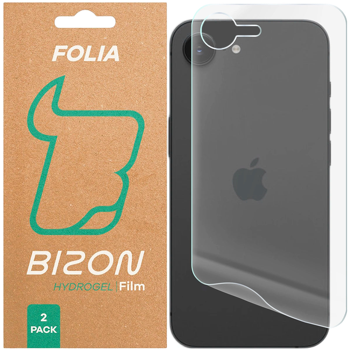 Hydrogel Folie für die Rückseite für iPhone 17e / 16e, Bizon Film Hydrogel Back Duo, 2 Stück