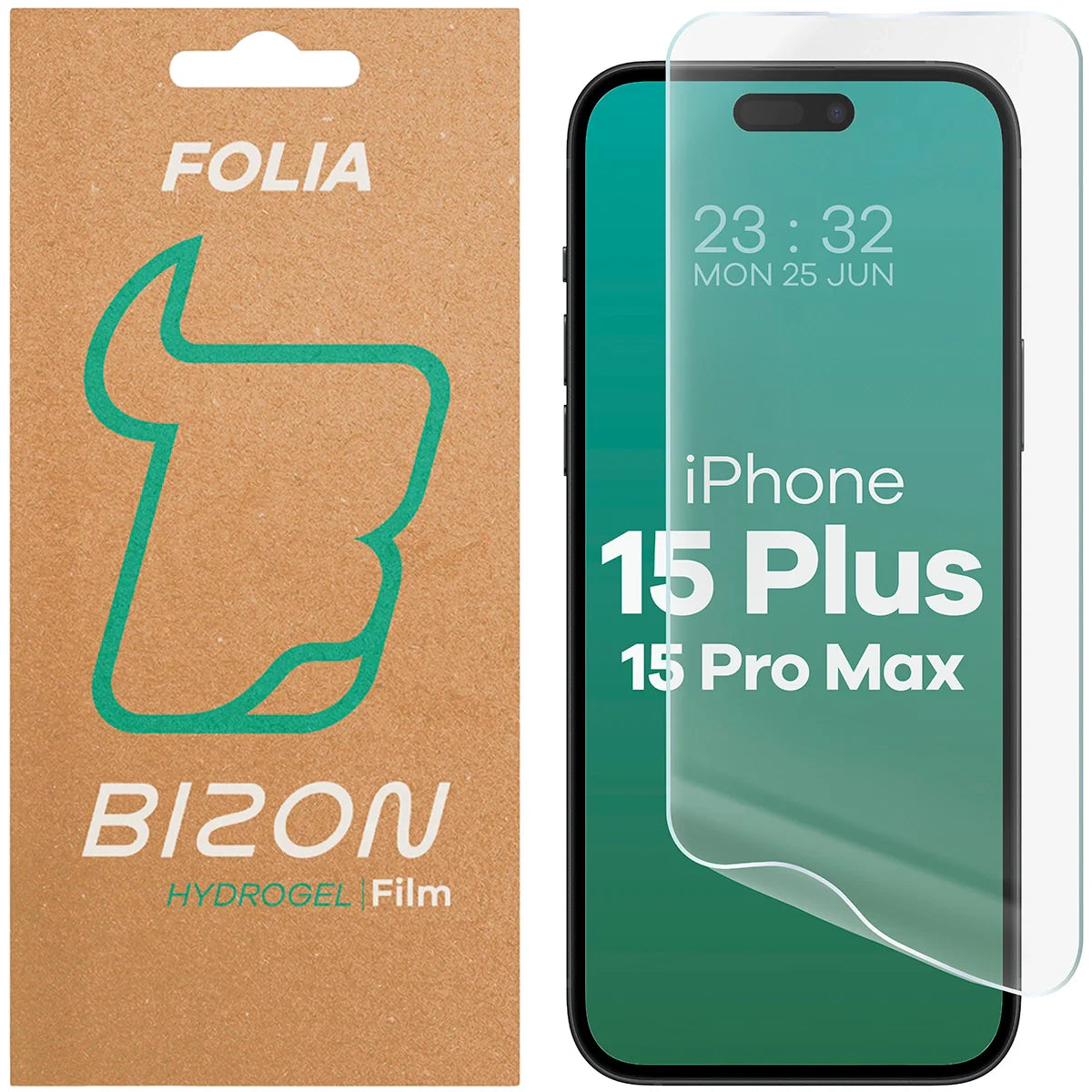 Hydrogel Folie für den Bildschirm für iPhone 15 Plus / 15 Pro Max , Bizon Film Hydrogel Front, 1 Stück