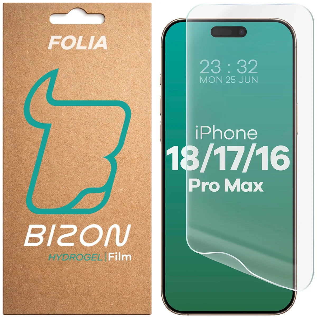 Hydrogel Folie für den Bildschirm für iPhone 18 Pro Max/17 Pro Max/16 Pro Max, Bizon Film Hydrogel Front, 1 Stück