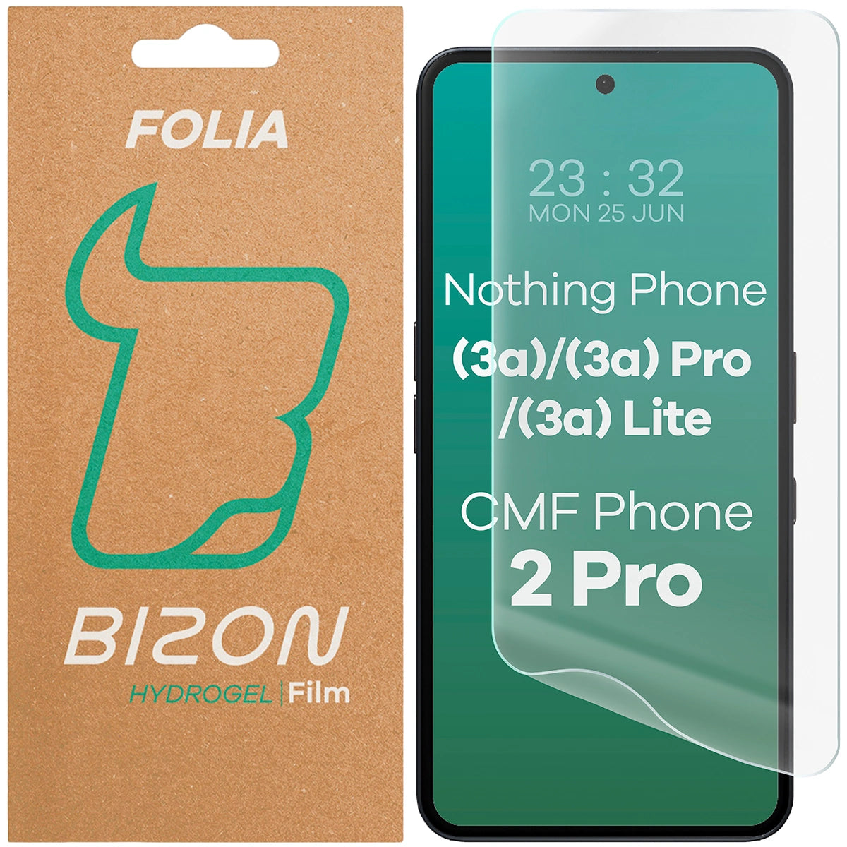 Hydrogel Folie für den Bildschirm für Nothing Phone (3a) / (3a) Pro / (3a) Lite / CMF Phone 2 Pro, Bizon Film Hydrogel Front, 1 Stück