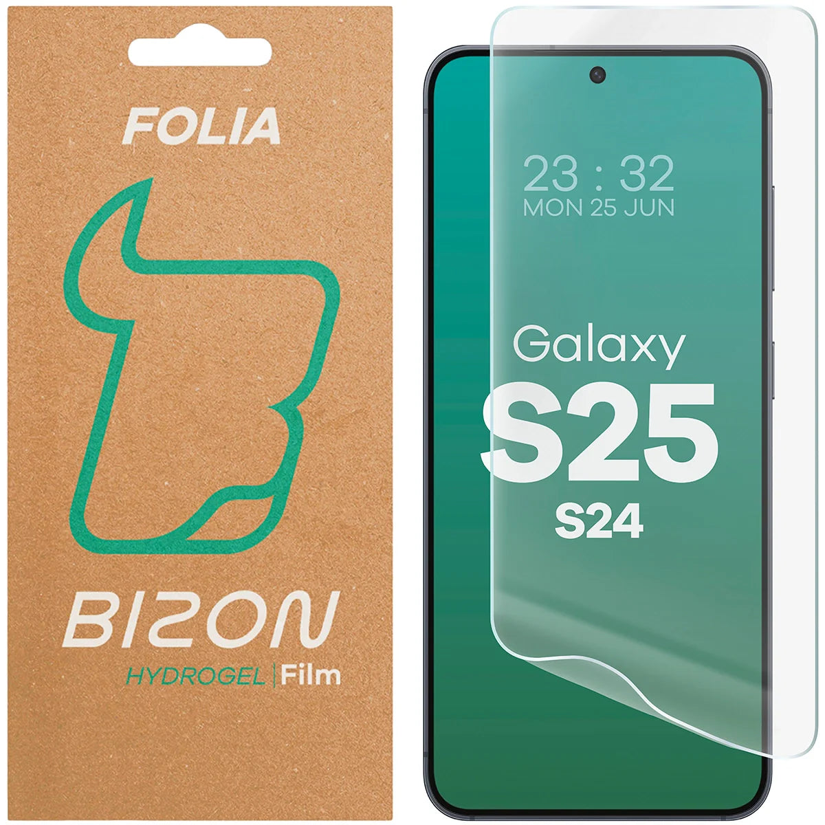 Hydrogel Folie für den Bildschirm für Galaxy S25 / S24, Bizon Film Hydrogel Front, 1 Stück
