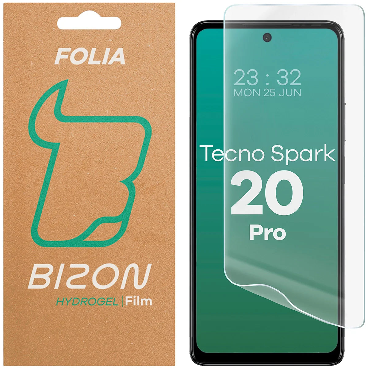 Hydrogel Folie für den Bildschirm für Tecno Spark 20 Pro, Bizon Film Hydrogel Front, 1 Stück