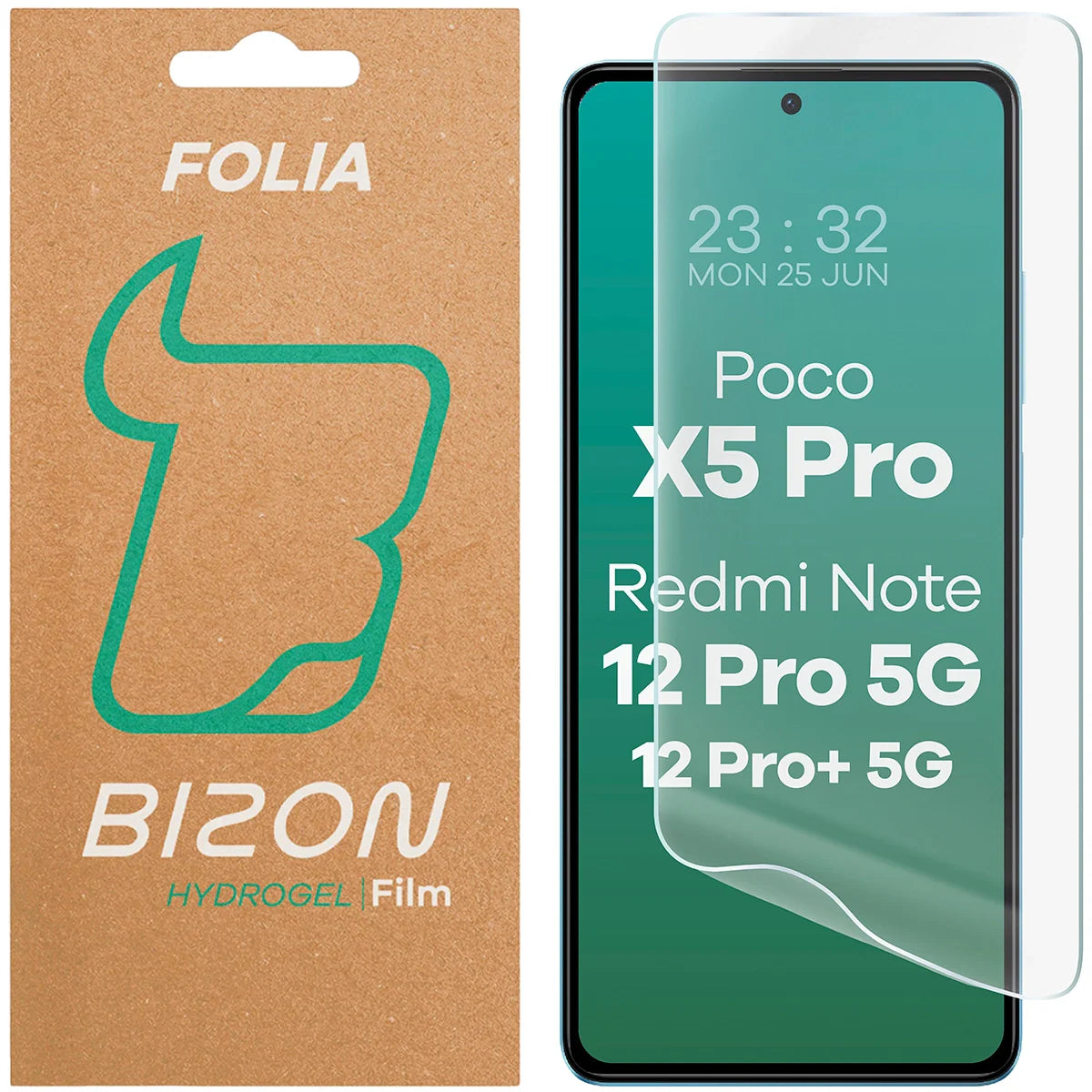 Hydrogel Folie für den Bildschirm für Xiaomi POCO X5 Pro / Redmi Note 12 Pro 5G / 12 Pro Plus 5G, Bizon Film Hydrogel Front, 1 Stück
