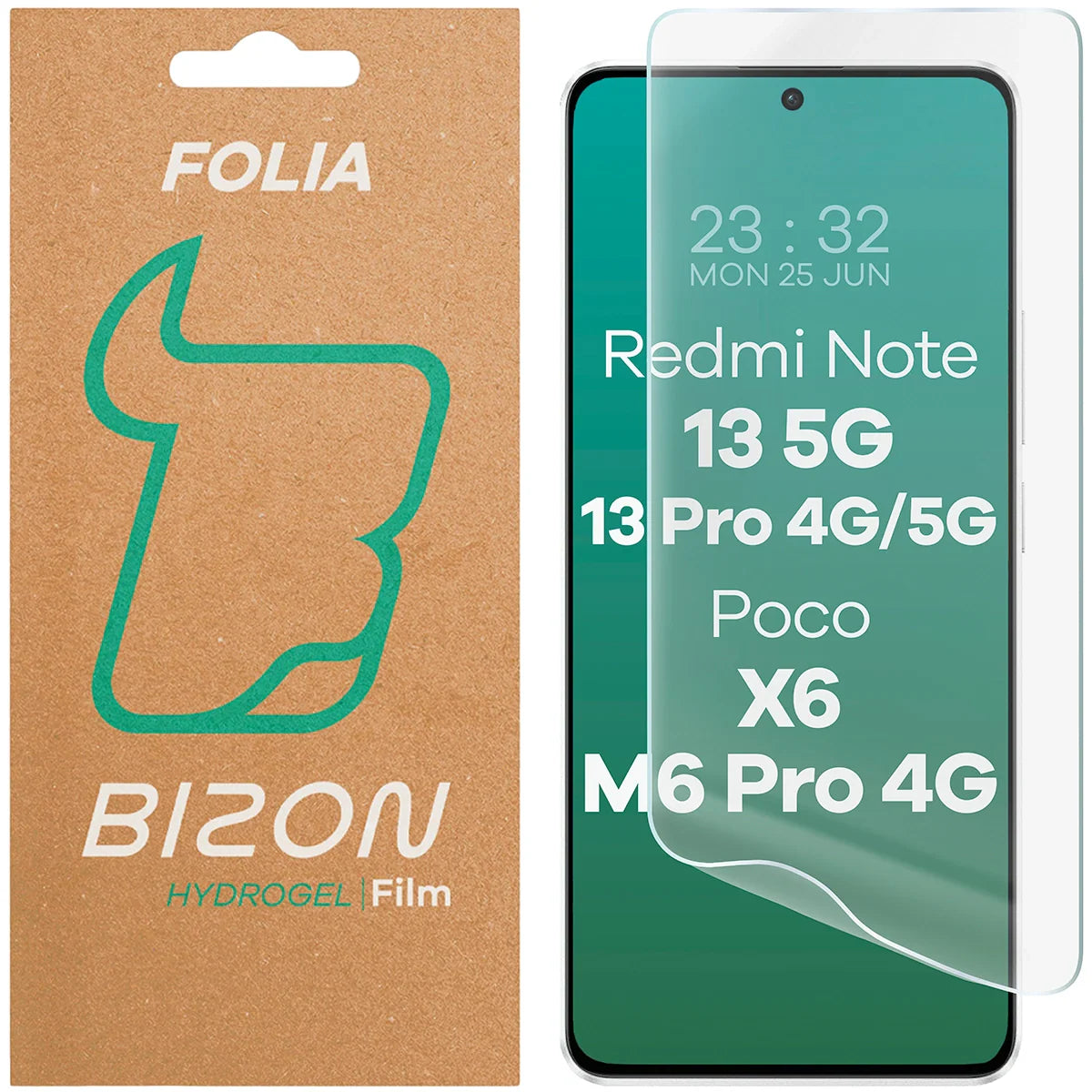 Hydrogel Folie für den Bildschirm für Xiaomi POCO X6 / Redmi Note 13 5G / Redmi Note 13 Pro 4G/5G / POCO M6 Pro 4G, Bizon Film Hydrogel Front, 1 Stück