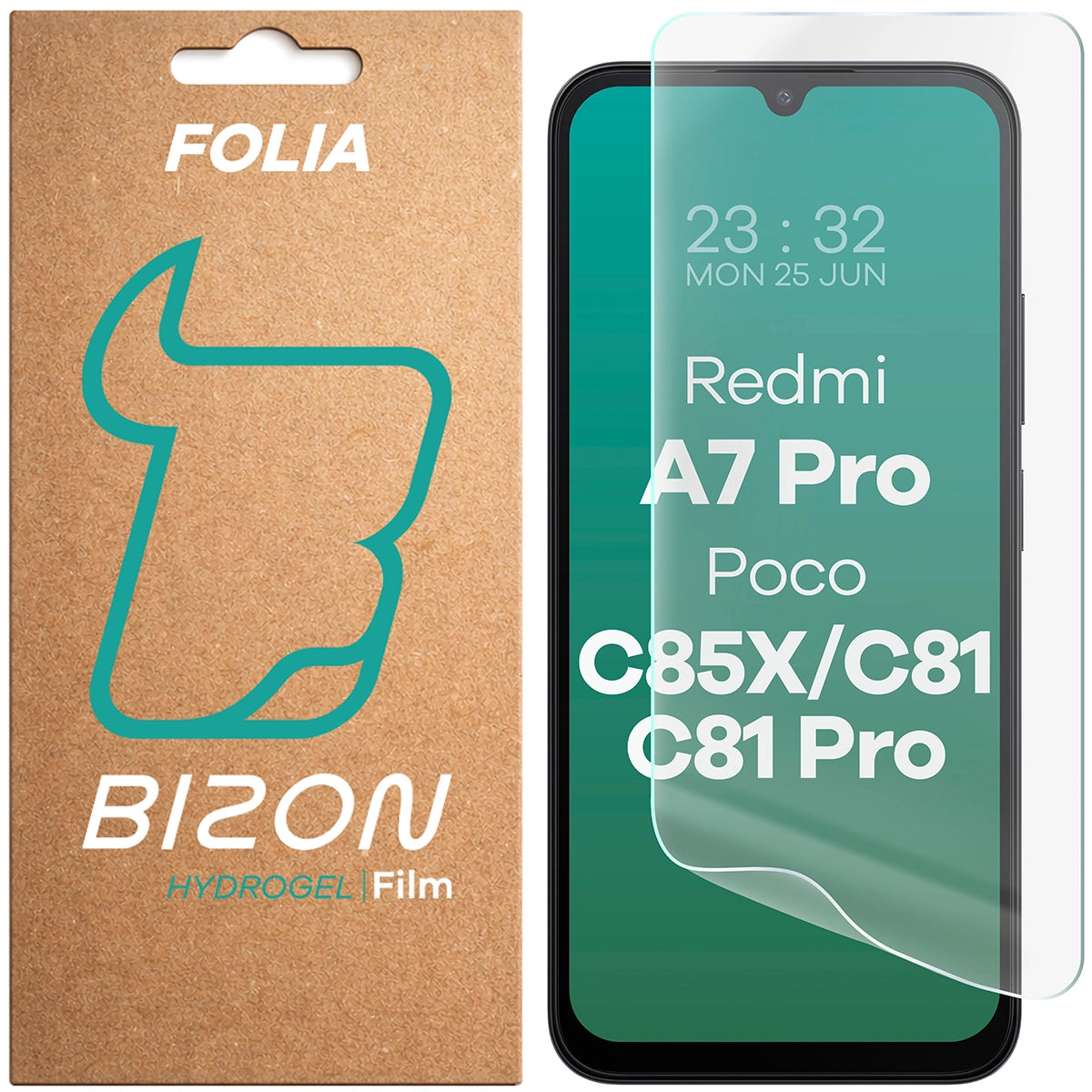 Hydrogel Folie für den Bildschirm für Xiaomi Redmi A7 Pro / POCO C85X / C81 / C81 Pro, Bizon Film Hydrogel Front, 1 Stück