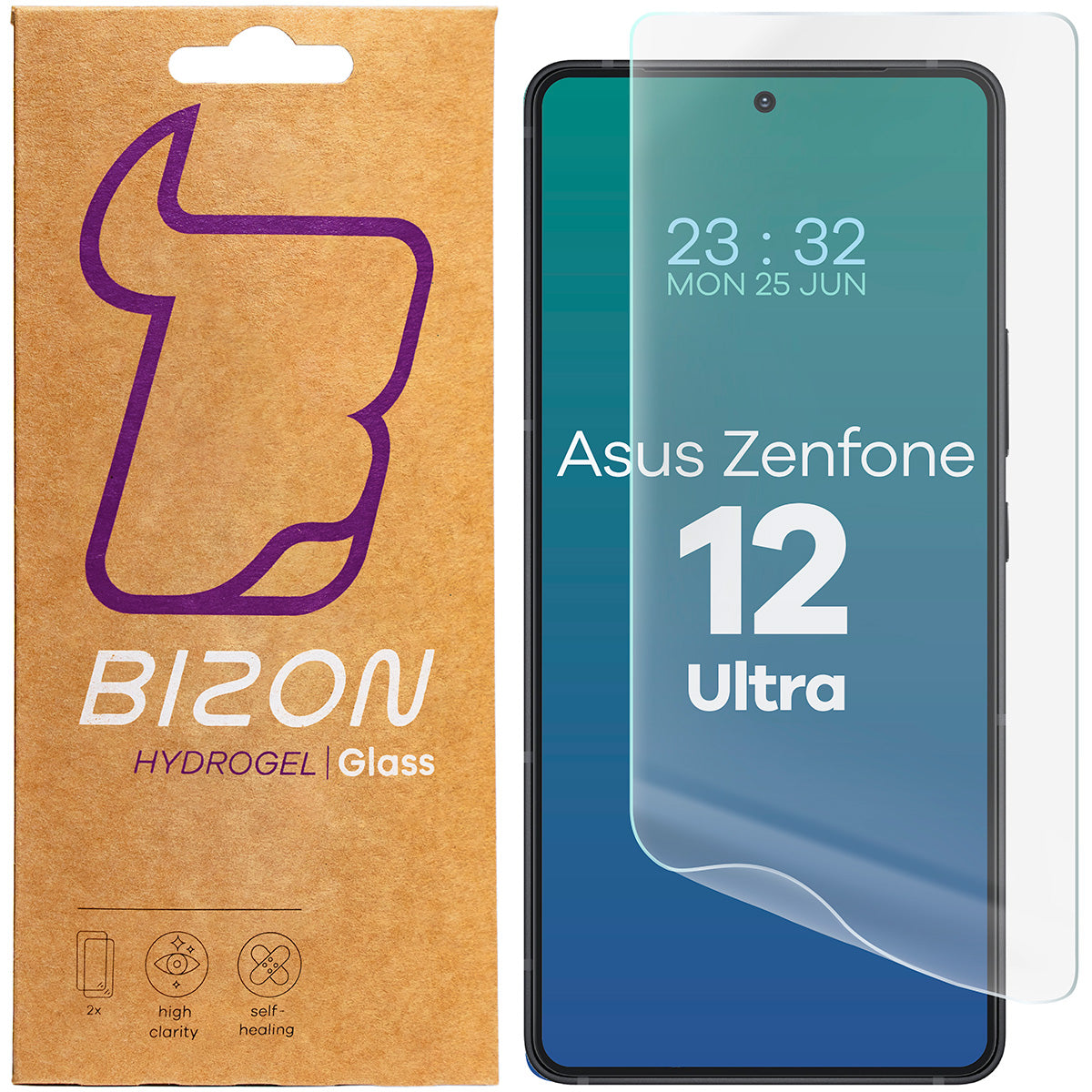Hydrogel Folie für den Bildschirm für Asus Zenfone 12 Ultra, Bizon Film Hydrogel Front Duo, 2 Stück