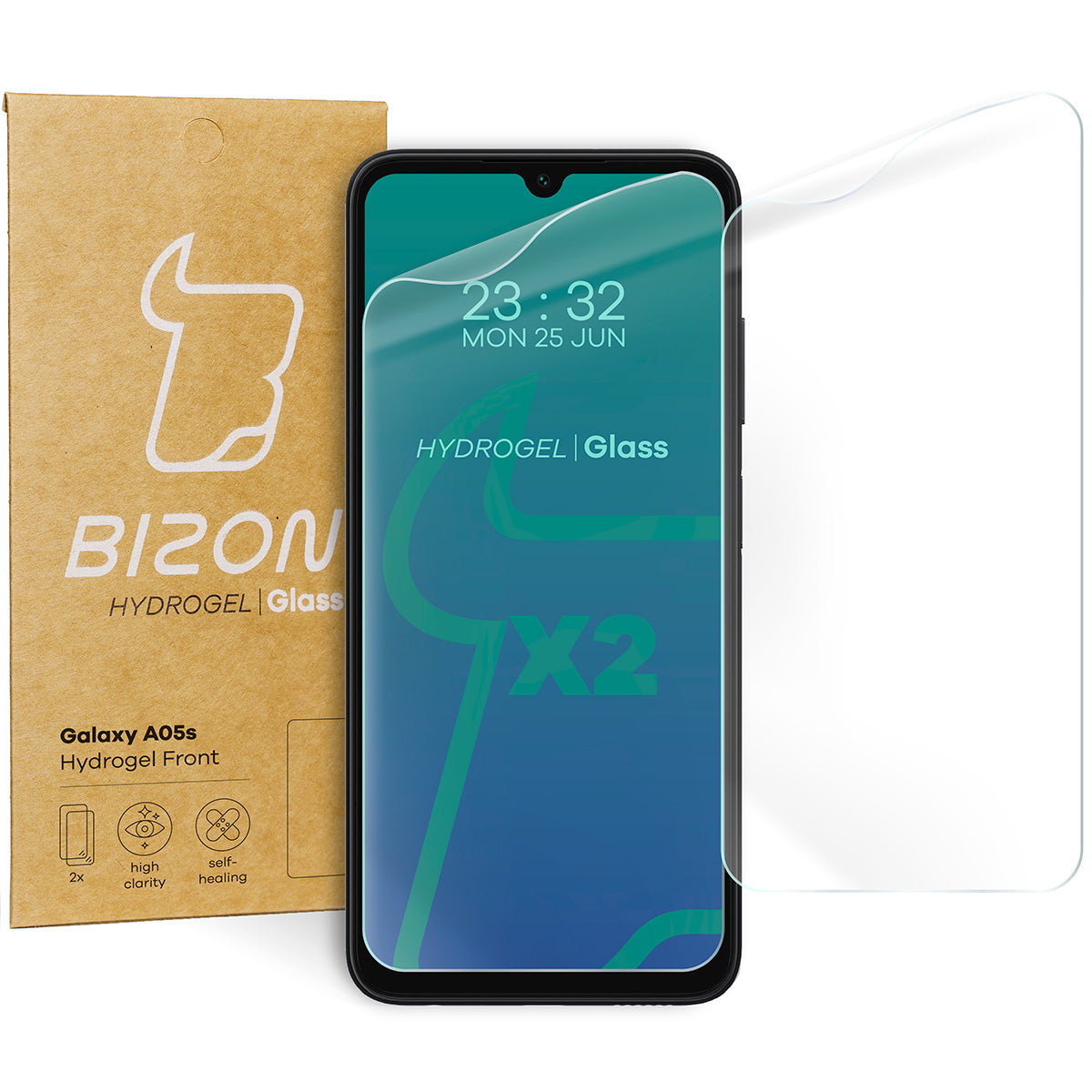 Hydrogel Folie für den Bildschirm für Galaxy A05s, Bizon Film Hydrogel Front Duo, 2 Stück
