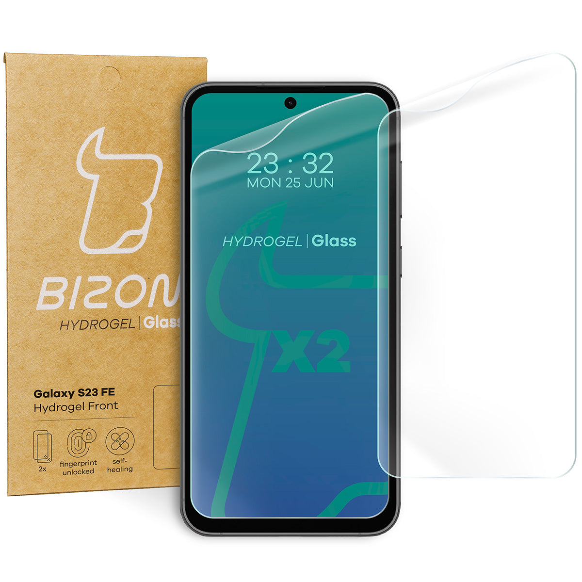Hydrogel Folie für den Bildschirm Bizon Film Hydrogel Front Duo für Galaxy S23 FE, 2 Stück