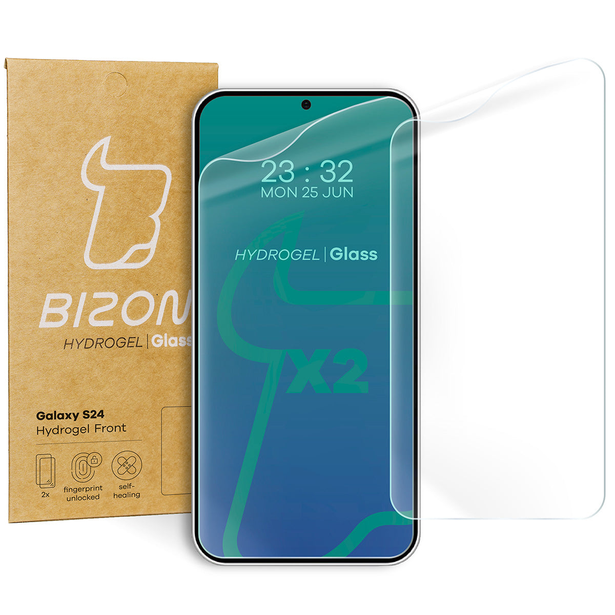 Hydrogel Folie für den Bildschirm für Galaxy S24, Bizon Glass Hydrogel Front, 2 Stück