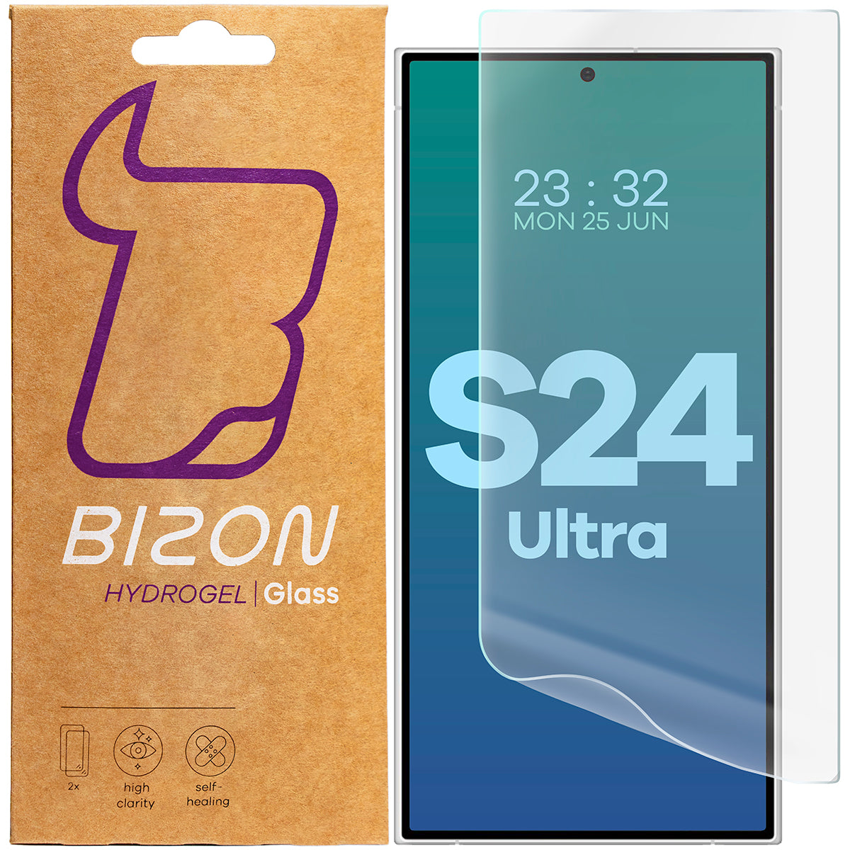 Hydrogel Folie für den Bildschirm für Galaxy S24 Ultra, Bizon Film Hydrogel Front Duo, 2 Stück