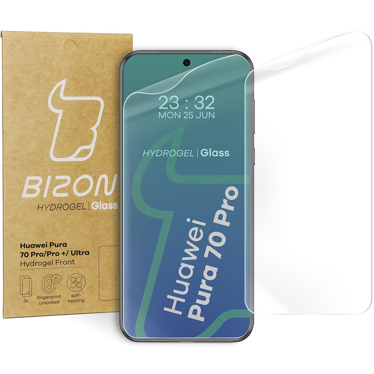 Hydrogel Folie für den Bildschirm für Huawei Pura 70 Pro / Pro+ / Ultra, Bizon Film Hydrogel Front Duo, 2 Stück