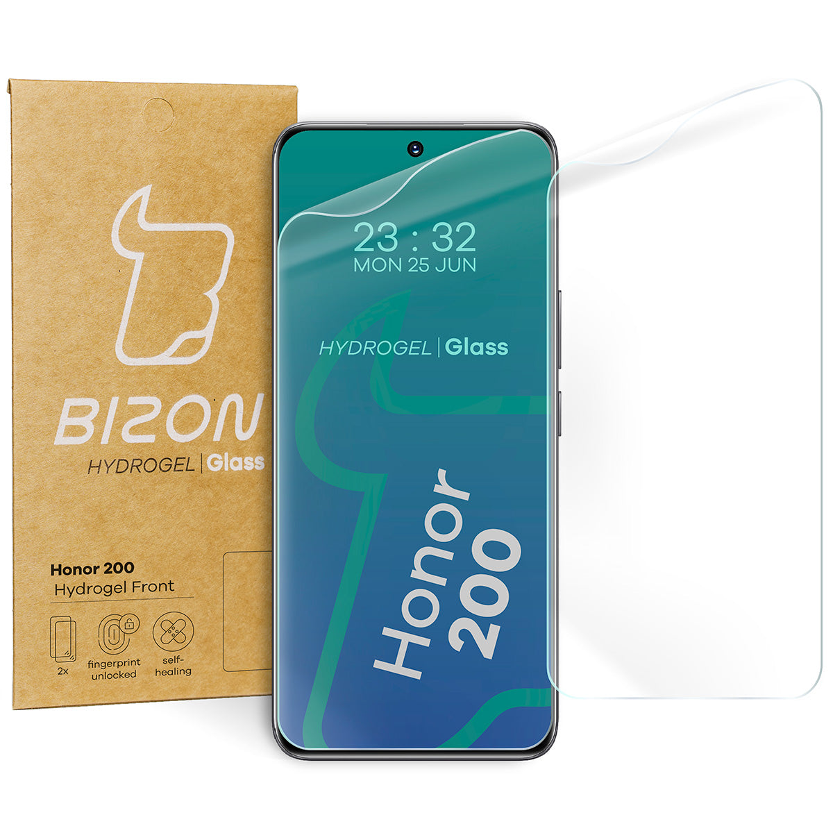 Hydrogel Folie für den Bildschirm für Honor 200, Bizon Film Hydrogel Front Duo, 2 Stück