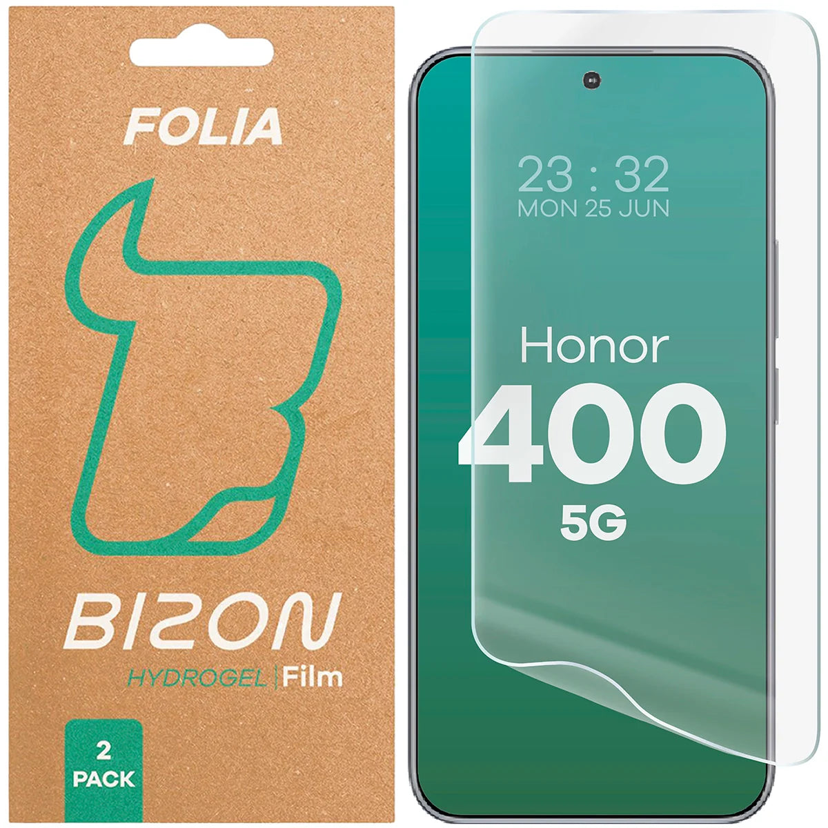 Hydrogel Folie für den Bildschirm für Honor 400, Bizon Film Hydrogel Front Duo, 2 Stück