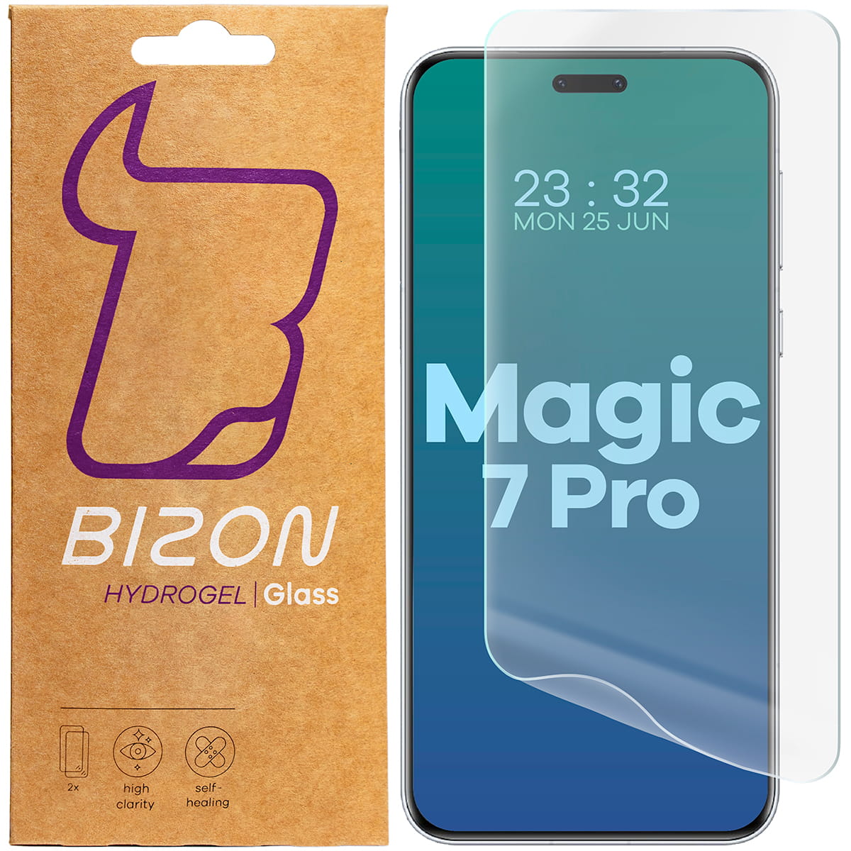 Hydrogel Folie für den Bildschirm für Honor Magic7 Pro, Bizon Glass Hydrogel Front Duo, 2 Stück