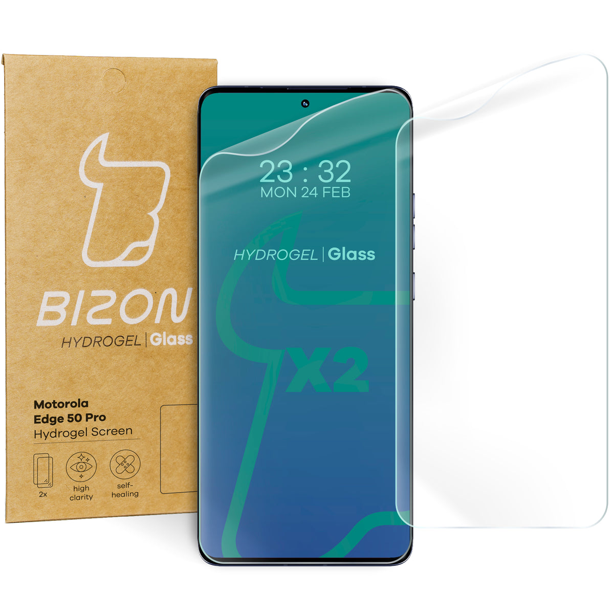 Hydrogel Folie für den Bildschirm für Motorola Edge 50 Pro / Fusion / Ultra, Bizon Film Hydrogel Front Duo, 2 Stück
