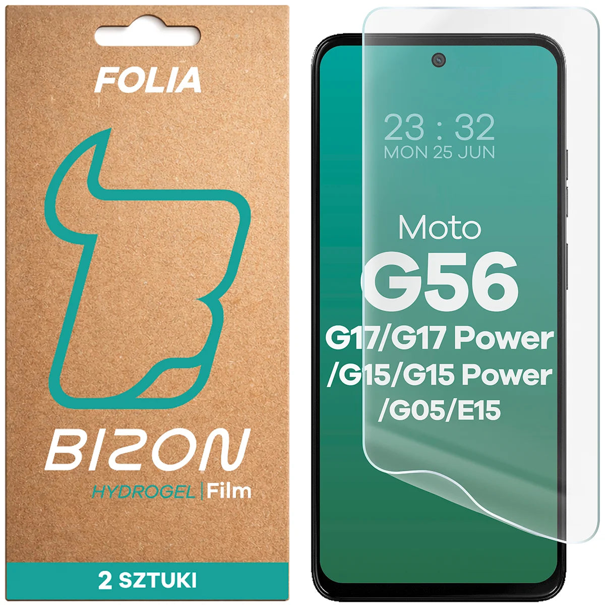 Hydrogel Folie für den Bildschirm für Motorola Moto G56/G17/G17 Power/G15/G15 Power/G05/E15, Bizon Film Hydrogel Front Duo, 2 Stück