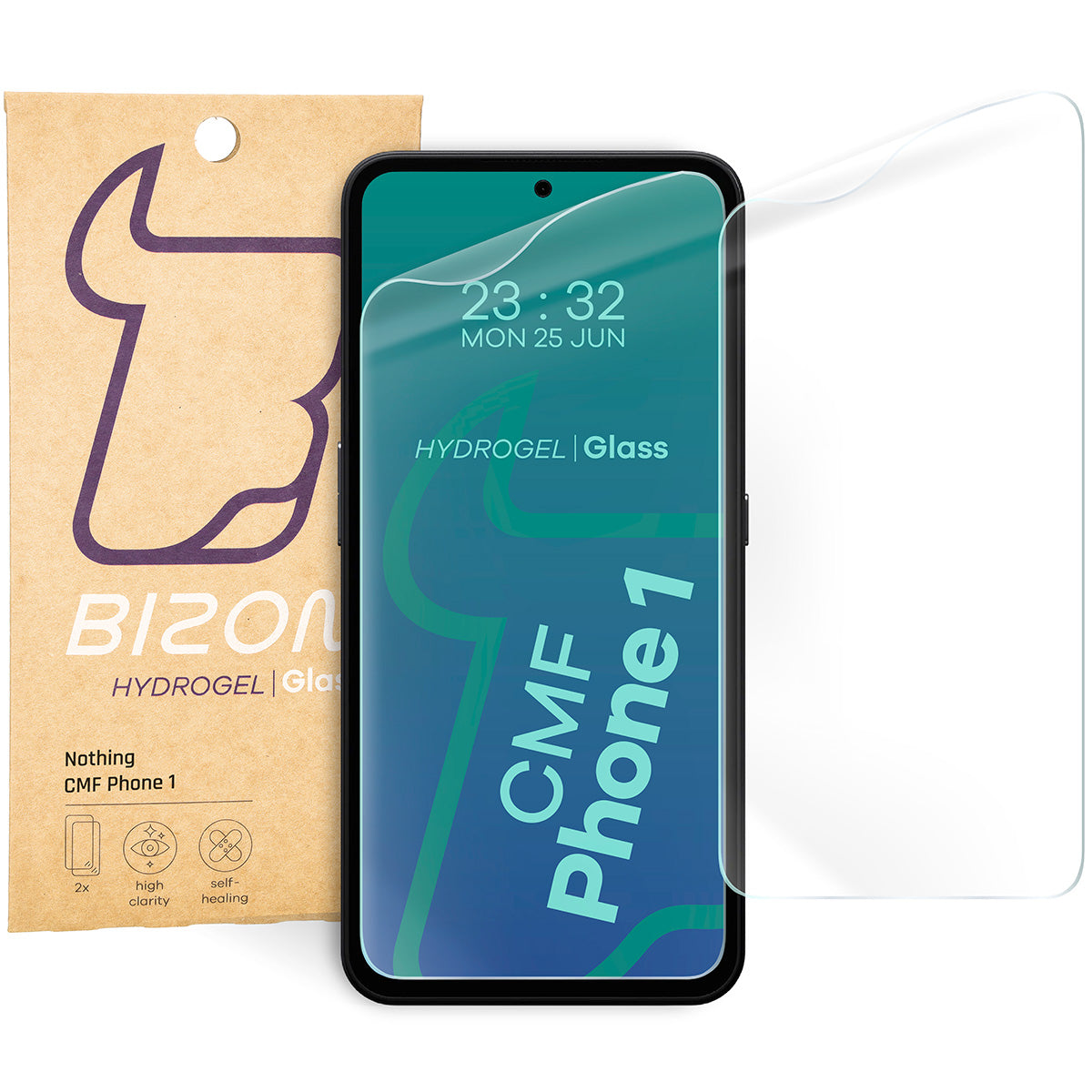 Hydrogel Folie für den Bildschirm für Nothing CMF Phone 1, Bizon Film Hydrogel Front Duo, 2 Stück