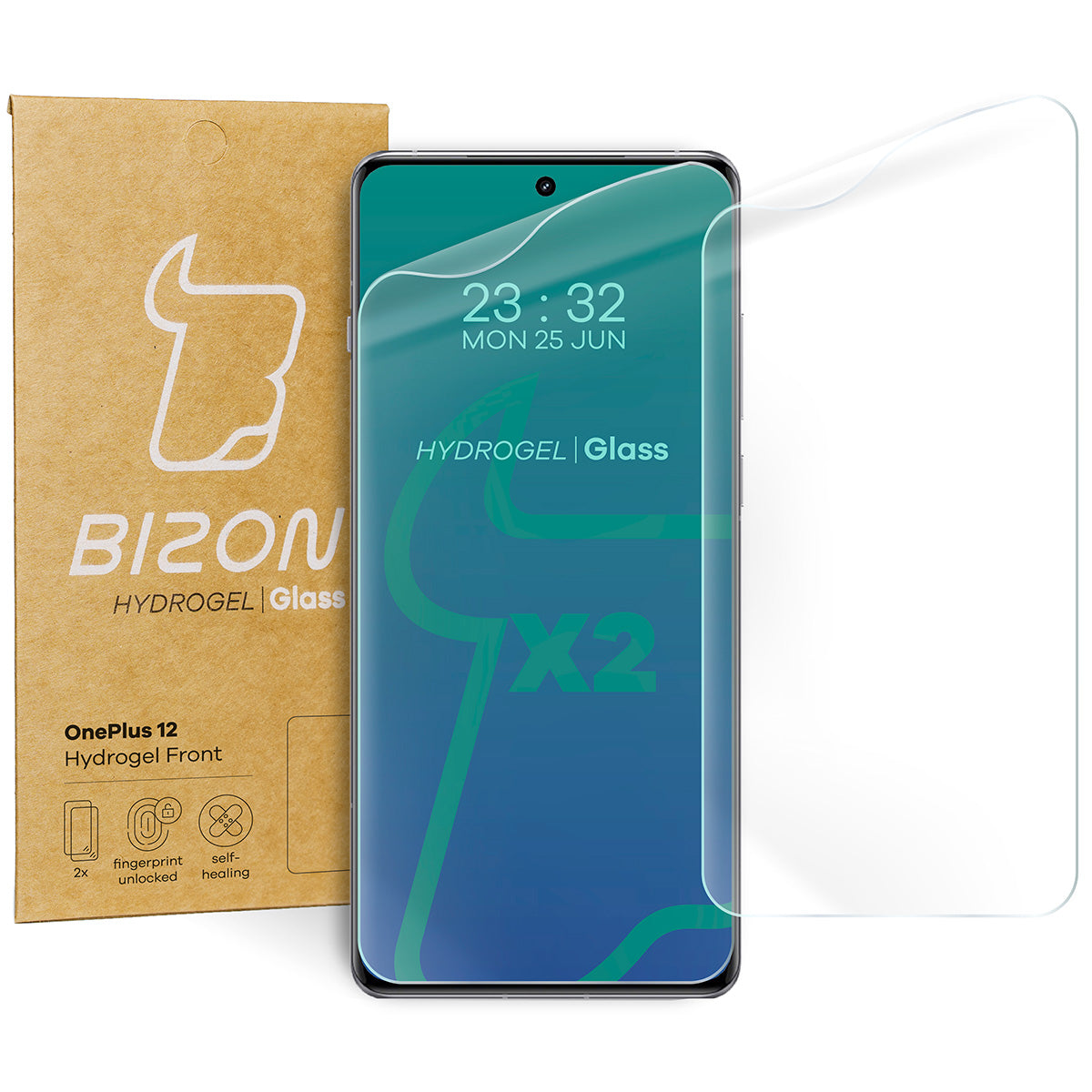 Hydrogel Folie für den Bildschirm für OnePlus 12, Bizon Film Hydrogel Front Duo, 2 Stück