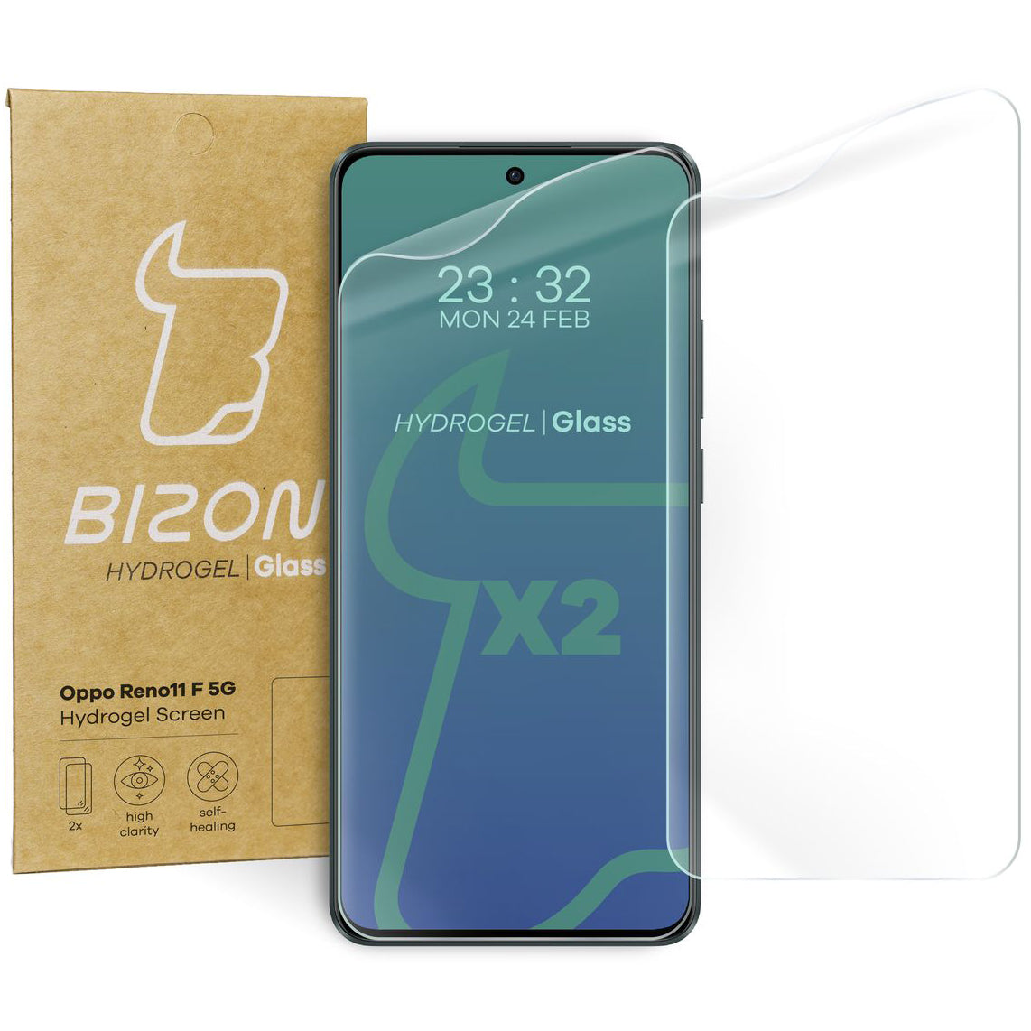 Hydrogel Folie für den Bildschirm für Oppo Reno11 F 5G, Bizon Film Hydrogel Front Duo, 2 Stück